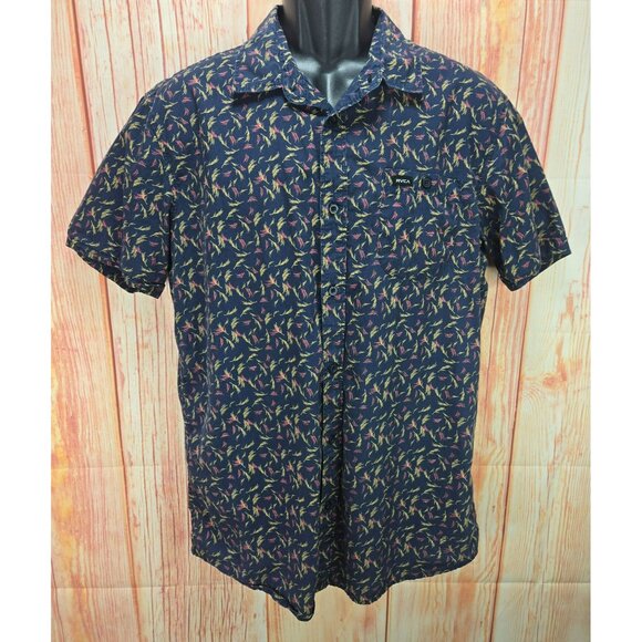 RVCA Mens Slim Fit Short Sleeve Shirt Large 100% Cotton - Picture 1 of 8